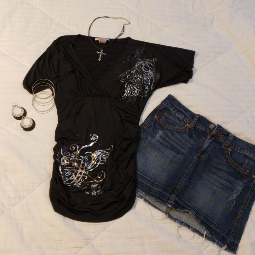 Juniors denim mini skirt